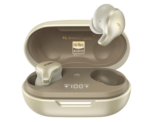 Golden X1 Wireless Earbuds Balanced Armature Driver and Hybrid Dynamic OrigX Pro, LDAC & Hi-Res Audio Wireless, Noise Cancellation - Champagne
