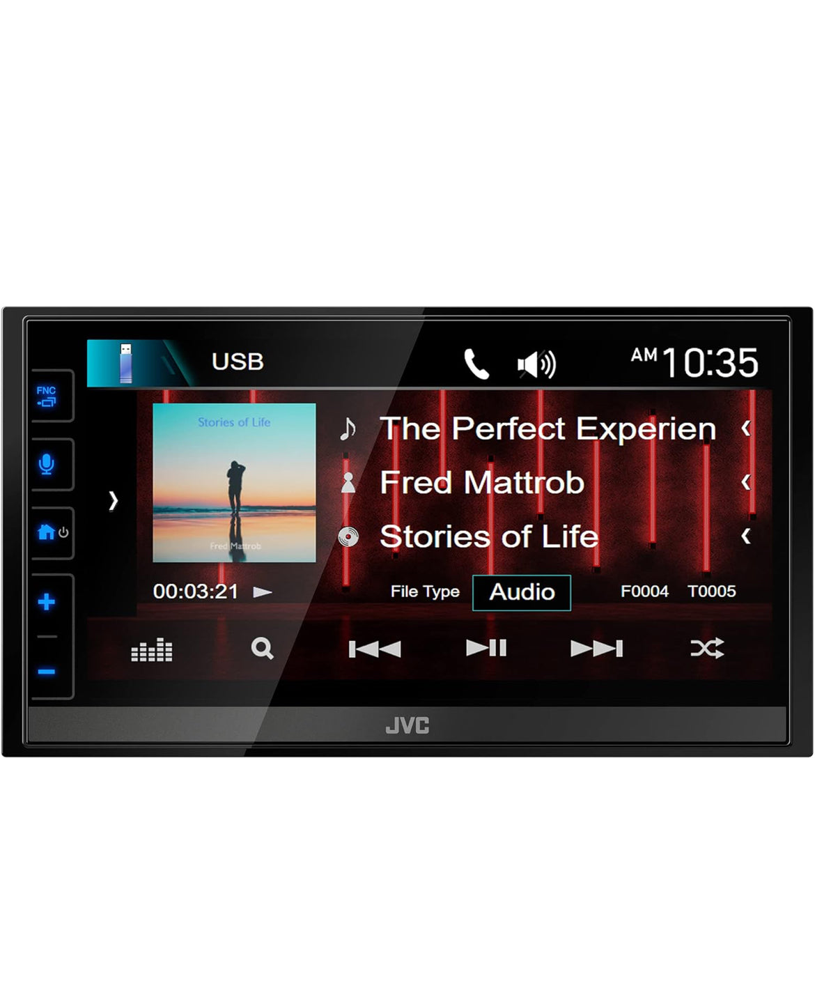 JVC KW-M780BT Apple CarPlay Android Auto Digitale Mediaspeler, Dubbel Din, 6.8 Duim LCD-raakskerm, AM/FM, Bluetooth, MP3-speler, USB-poort, iDatalink Maestro, SiriusXM, Klas D-versterker, Motorradio