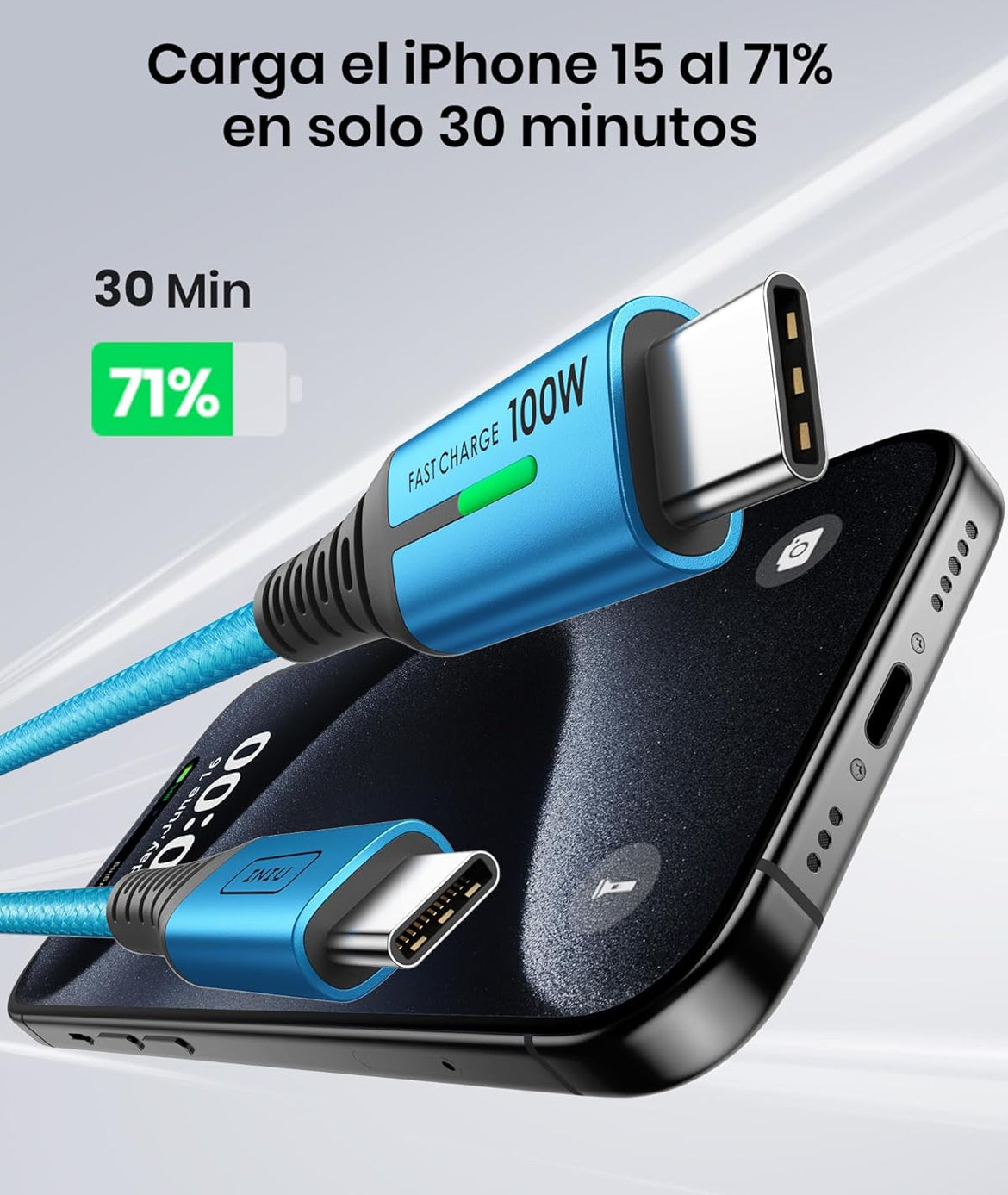 INIU USB-C Cable, [6.6ft, Blue] 2-Pack USBC Cable for iPhone 16 15 Pro Max/Plus, Samsung Galaxy S22 Ultra Note 10, Pixel 7a, MacBook, iPad, and More