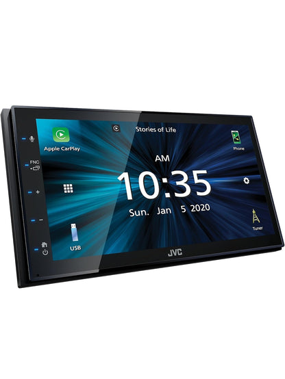 JVC KW-M560BT Apple CarPlay Android Auto Multimedia Speler met 6.8" Kapasitiewe Raakskerm, Bluetooth Oudio en Handsfree Oproepe, MP3-Speler, Dubbel DIN, 13-Band EQ, SiriusXM, AM/FM Motorradio