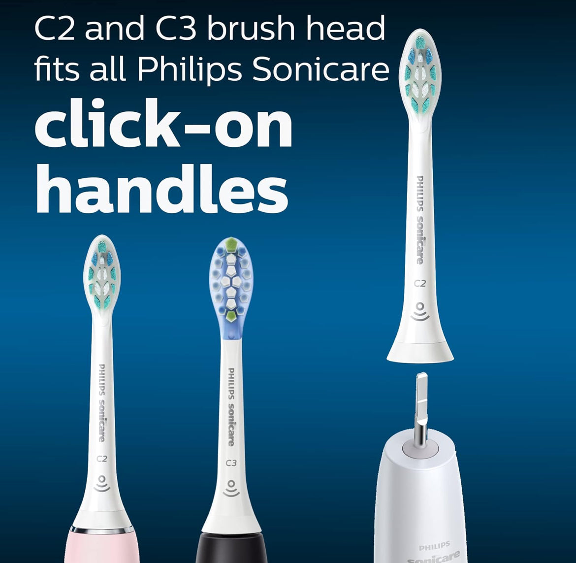 Philips Sonicare Oorspronklike Tandeborselkop Verskeidenheidspak, C3 Premium Plaque Control en C2 Optimal Control, 3 Borselkoppe, Wit, HX9023/69