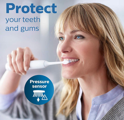 Philips Sonicare ProtectiveClean 6500 Herlaaibare Elektriese Tandeborsel, met Druksensor, 3 Skoonmaakmodusse, SmarTimer en QuadPacer, 14 Dae Batterylewe, Laai-reistas, Pienk, HX6462/06