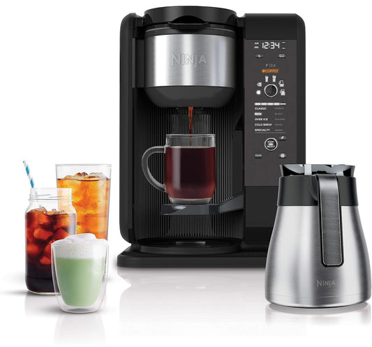 Ninja Warm- en Koue-broustelsel, Tee- & Koffiemaker, met Auto-iQ 1,5 liter Termiese Kan (Swart) CP307