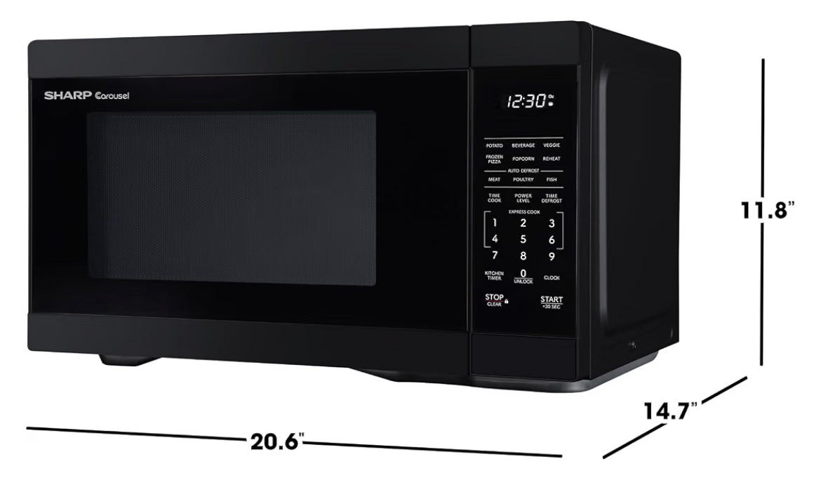 Sharp SMC1161KB 1.1 cu. ft. 1000W Black Countertop Microwave Oven
Removable 12.4" Carousel Turntable