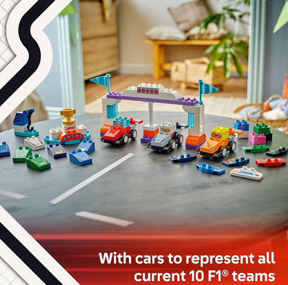 LEGO DUPLO Town F1-span Renmotors en Bestuurders Bouspeelstel