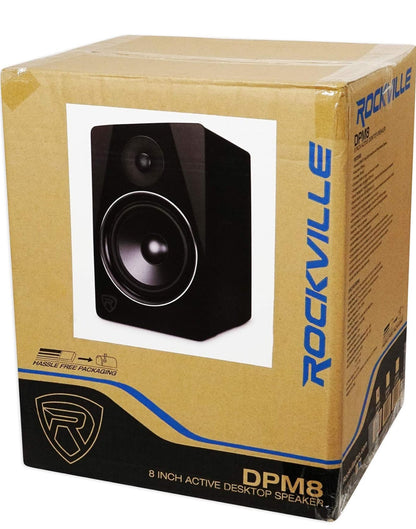 Rockville DPM8B 8" 2-rigting 300W Swart Aktiewe/Aangedrewe Studio Monitor Luidspreker