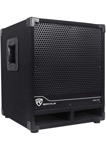 Rockville RBG12S 12" 1400 Watt Aktiewe Aangedrewe PA Subwoofer DJ/Pro+Staal Wiele