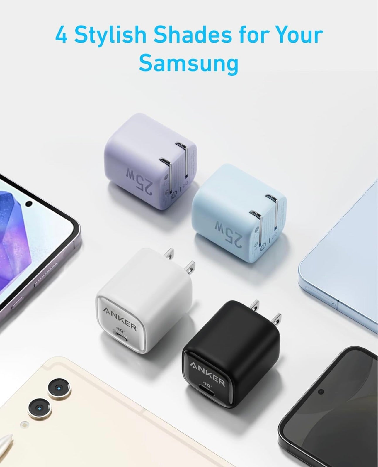Anker 25W USB C Charger Block, Compact and Foldable, Supports PPS Fast Charging - (White)