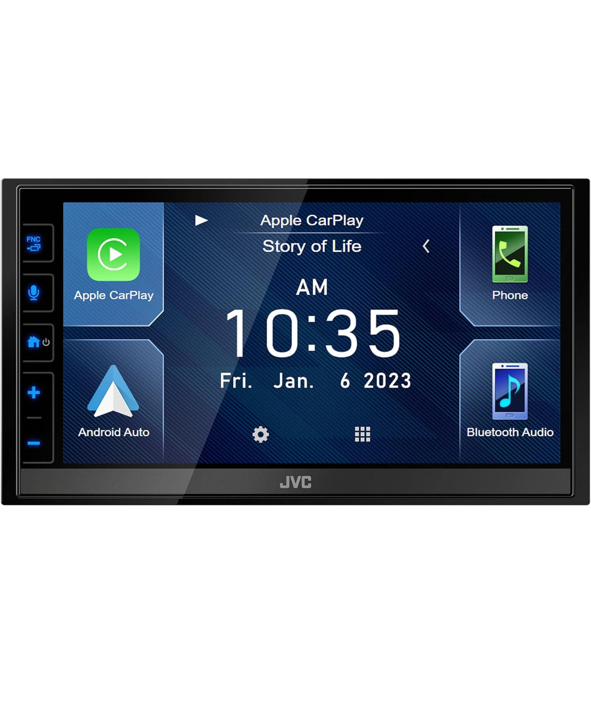 JVC KW-M780BT Apple CarPlay Android Auto Digitale Mediaspeler, Dubbel DIN, 6.8 Duim LCD-raakskerm, AM/FM, Bluetooth, MP3-speler, USB-poort, iDatalink Maestro, SiriusXM, Klas D Versterker, Motorradio