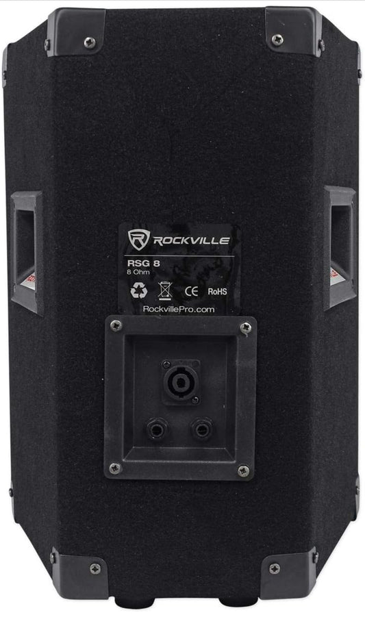 Rockville RSG8 8” 300W 2-rigting 8 Ω Passiewe DJ/Pro PA-luidspreker, Paal Monteerbaar, Swart