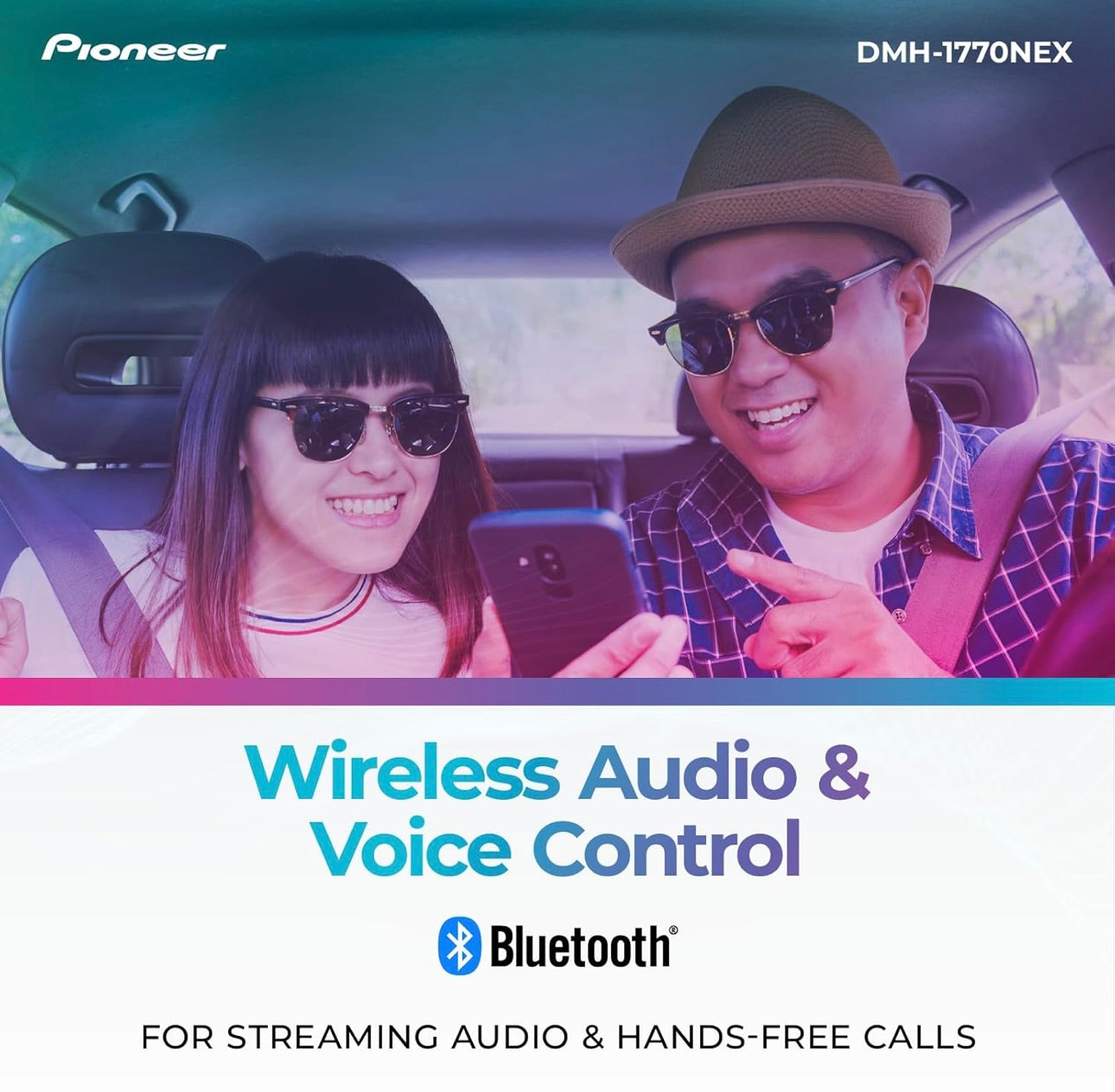 Pioneer DMH-1770NEX Dubbel-DIN Digitale Multimedia-ontvanger, Bedrade Apple CarPlay en Android Auto, 6.8” Kapasitiewe Raakskerm