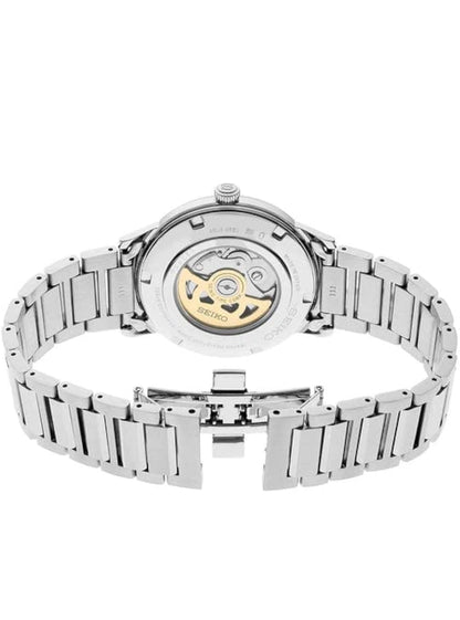 SEIKO Outomatiese Horlosie vir Mans - Presage Versameling - Lewendige Blou Wysplaat met Datumkalender, Vlekvrye Staal - Waterbestand 50M