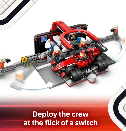 LEGO City F1 Kuipstop & Kuiperspan met Ferrari-motor speelding - Modelrenboustel F1-versamelaarstuk