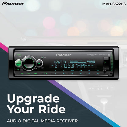 Pioneer Single Din Car Stereo w/ Bluetooth, USB, AM/FM Radio Digital Media Receiver, SiriusXM, Color Change, 50W x 4 Output, 13-Band EQ, iPhone/Android Compatible, Hi-Volt RCA Preouts