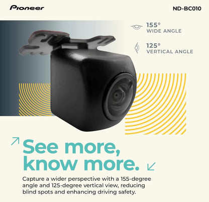 Pioneer ND-BC010 Agteruitry-kamera - Universele Tru-kamera, 155 Grade Wyehoek-uitsig, Hoëresolusiebeelde, Duidelike Nagvisie, Buigsame Installasie, Versoenbaar met Pioneer in-Dash-ontvangers