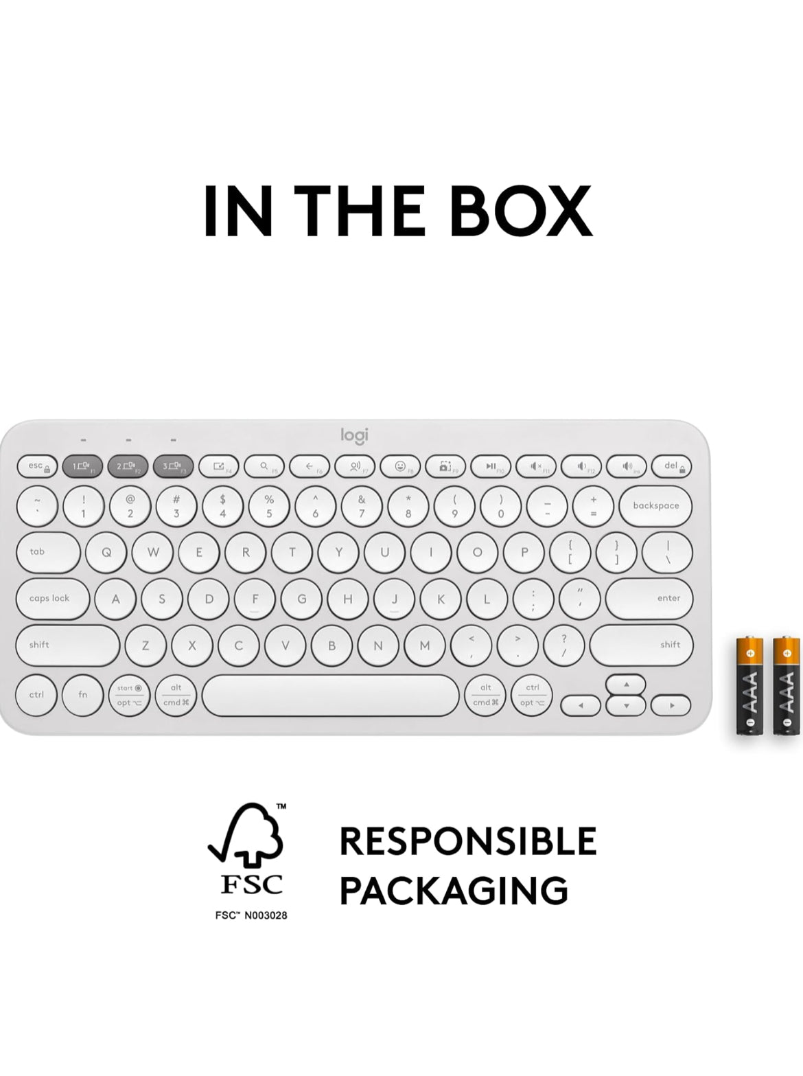 Logitech Pebble Keys 2 K380s, Multi-Toestel Bluetooth Draadlose Sleutelbord met Aanpasbare Kortpaaie, Slank en Draagbaar, Maklike Skakeling vir Windows, macOS, iPadOS, Android, Chrome OS - Tonal White