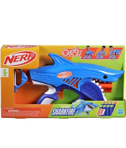 NERF Junior Wild Sharkfire, Easy Play Dart Blaster, 8 Nerf Elite Darts, Nerf Blaster Shark Toys for 6 Year Old Boys & Girls & Up, Outdoor Toys