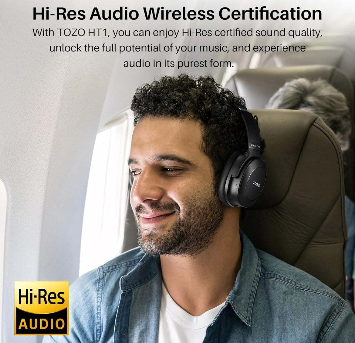 Hybrid Active Noise Cancelling Headphones, Wireless Over Ear Bluetooth, 40H Playtime, Hi-Res Audio Custom EQ, Comfort Fit Ear Cups (Black)