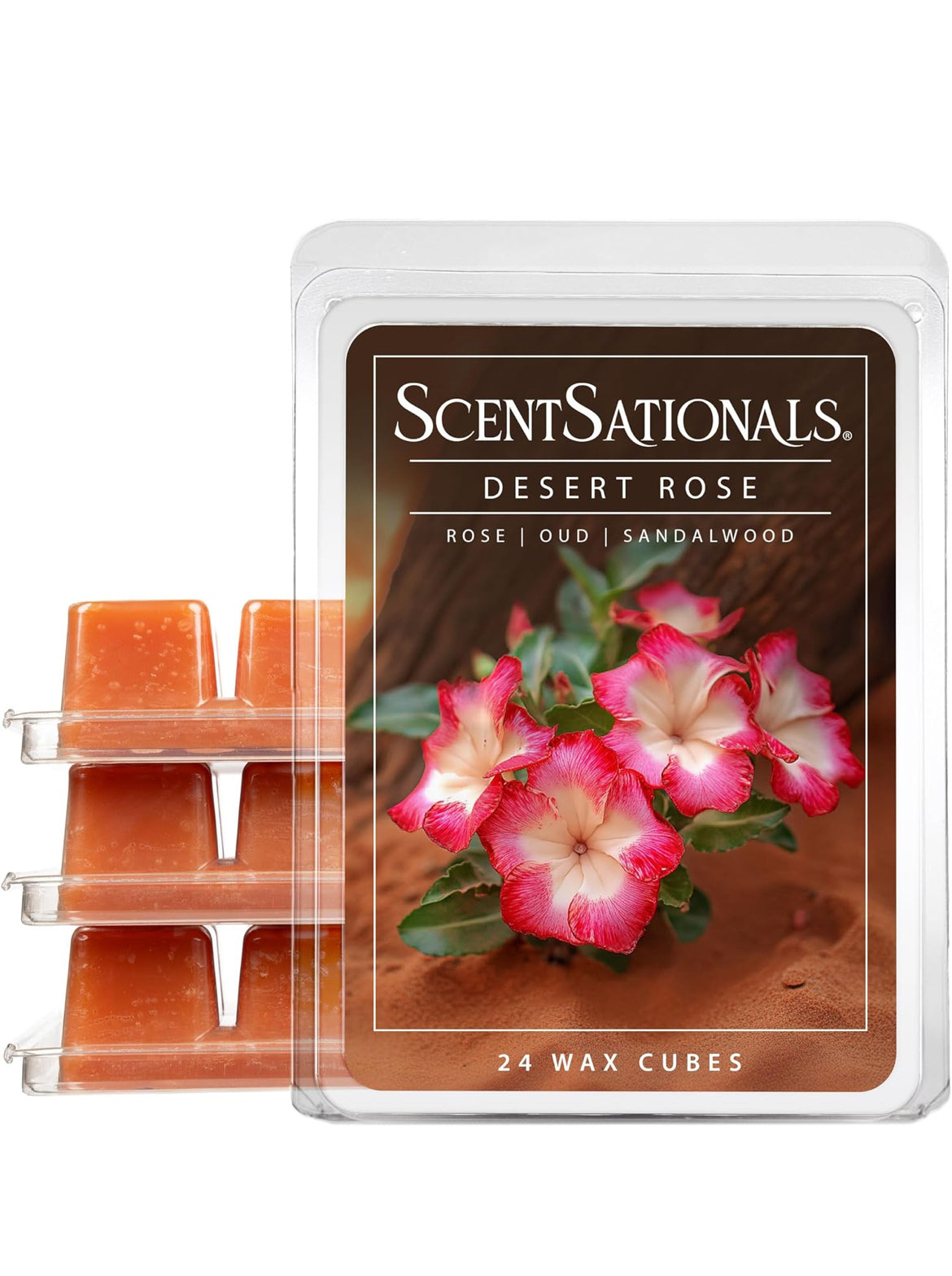 Scentsationals Wax Melts, Wax Cubes Strong Scent – Getaway Collection Desert Rose – Long Lasting Scented Melts for Warmer - 10oz (Pack of 4)