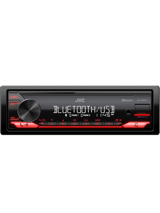JVC KD-XD28BT Bluetooth-motorstereo met USB-poort – AM/FM-radio, MP3-speler, hoëkontras-LCD, 50 Watt, afneembare voorpaneel – Enkel DIN – 13-band-EQ