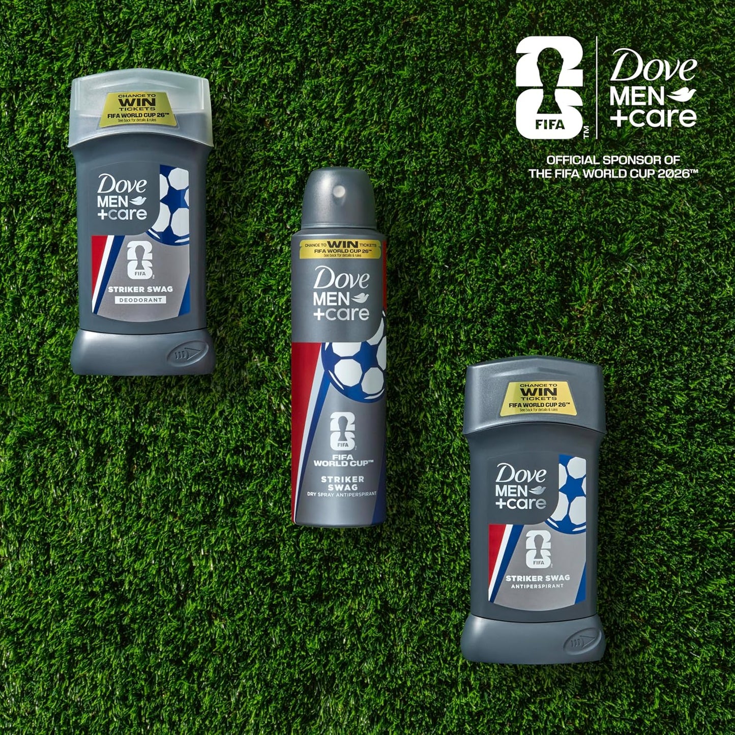 Dove Men+Care Limited Edition FIFA Dry Spray Antiperspirant Deodorant For Men Striker Swag for 72H Protection - 3.8 oz (Pack of 2)