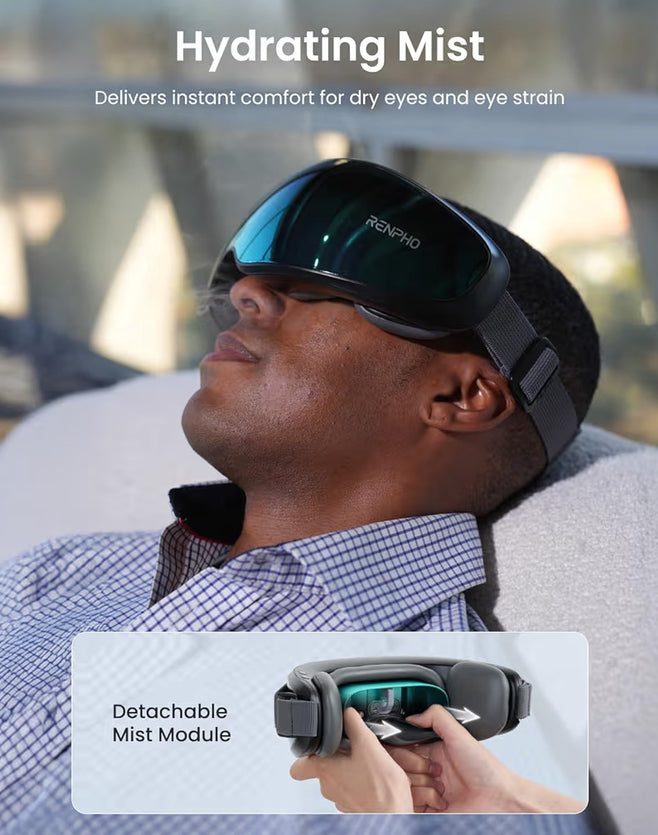 Eyeris Caligo Eye Massager w/ Mist & Temple Massager for Migraines,Head Circumferences 21.7" to 27.5" (Green)