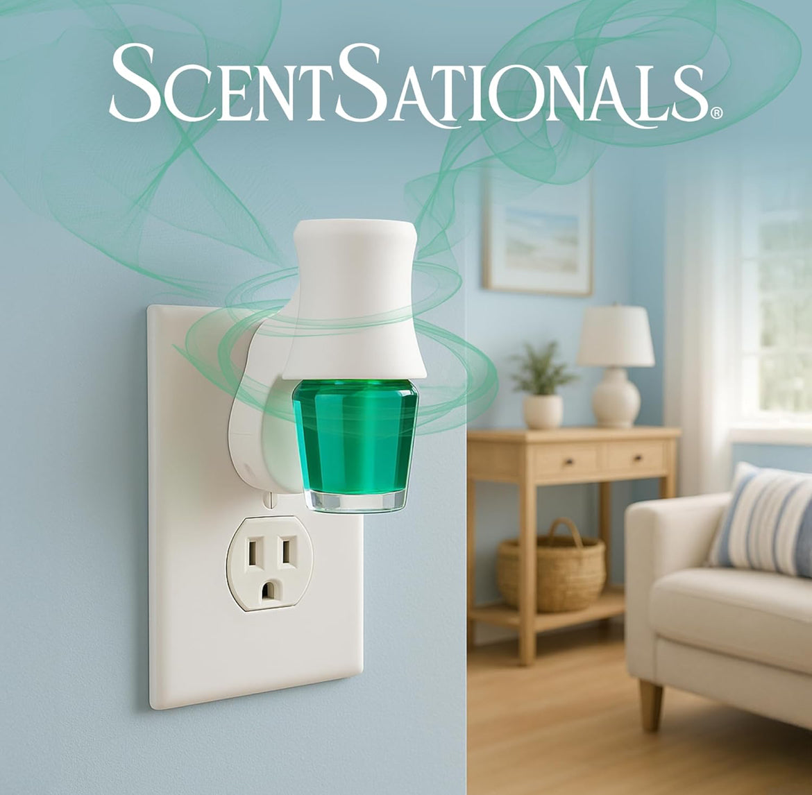 Scentsationals Fragrance Oil Plug in Air Freshener Refills 3-Pack - Eucalyptus & Sea Salt - Works w/ Scentsationals Wall Plugs - Packaging May Vary
