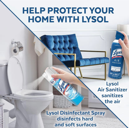 Lysol-bondel wat x2 Lysol-ontsmettingsmiddelsproei vir Harde en Sagte Oppervlakke, Crisp Linen, 538 g + Lysol-lugontsmettingssproei, vir Lugontsmetting en Reukuitskakeling, White Linen, 283 g bevat