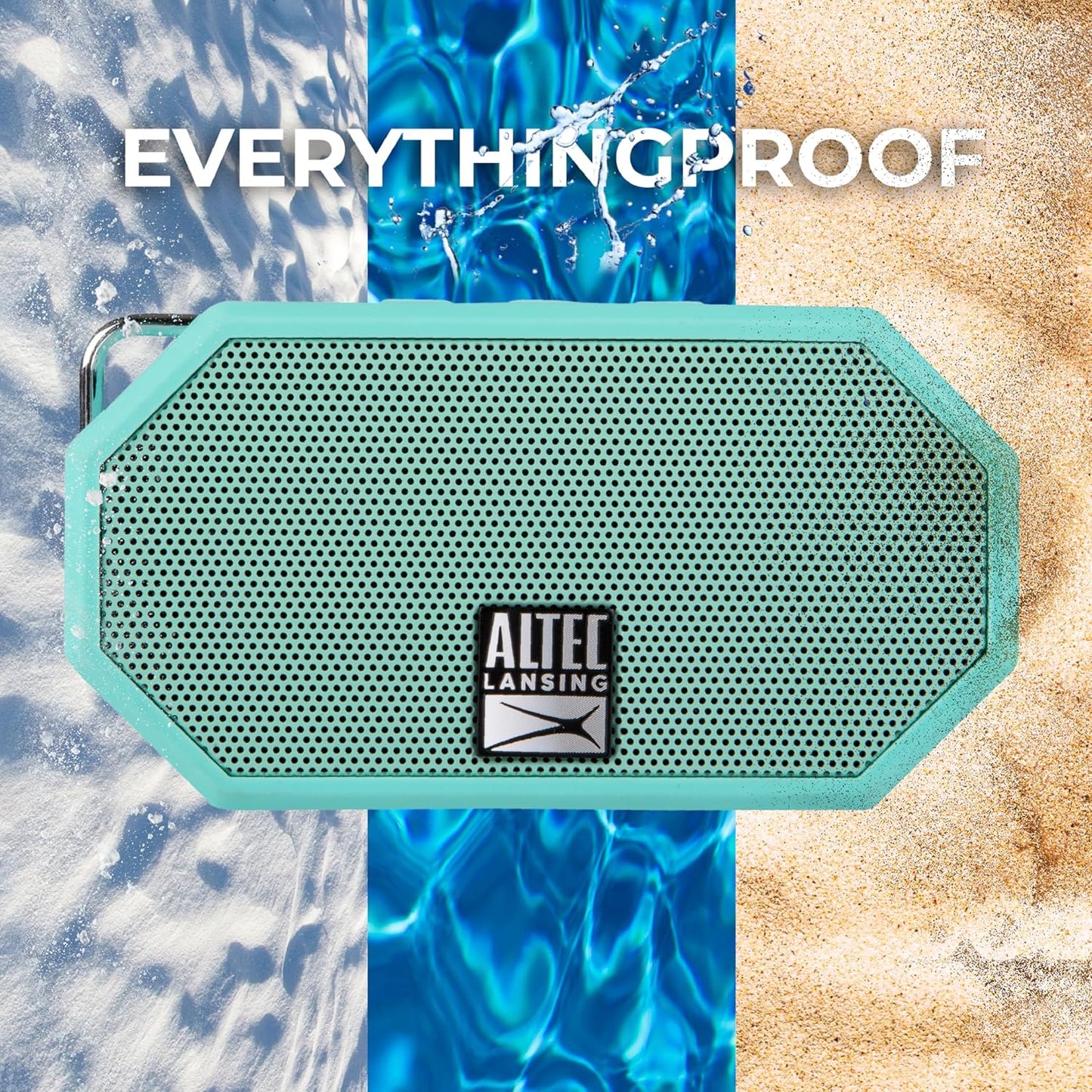 Altec Lansing Mini H2O - Waterdigte Bluetooth-luidspreker, IP67-gesertifiseer en dryf in water, kompakte en draagbare luidspreker vir stap, kamp, swembad en strand
