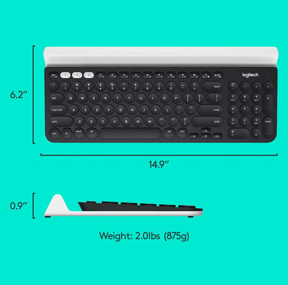 Logitech K780 Multi-Device Draadlose Sleutelbord vir Rekenaar, Foon en Tablet – FLOW Kruisrekenaarbeheer Versoenbaar – Spikkels, Wit