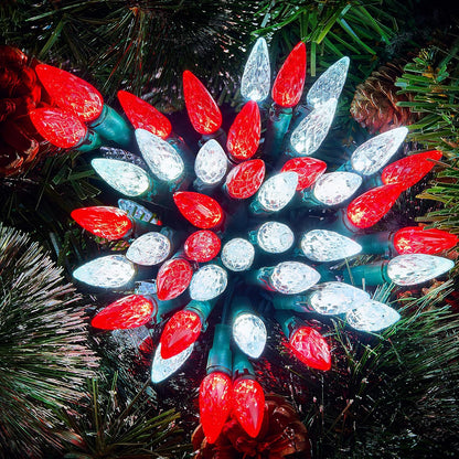 Rooi & Wit Kersfeesliggies, 100 LED Bestendige Aan Aarbei-liggies, 10.26 M Koppelbare Stringliggies – Groen Draad