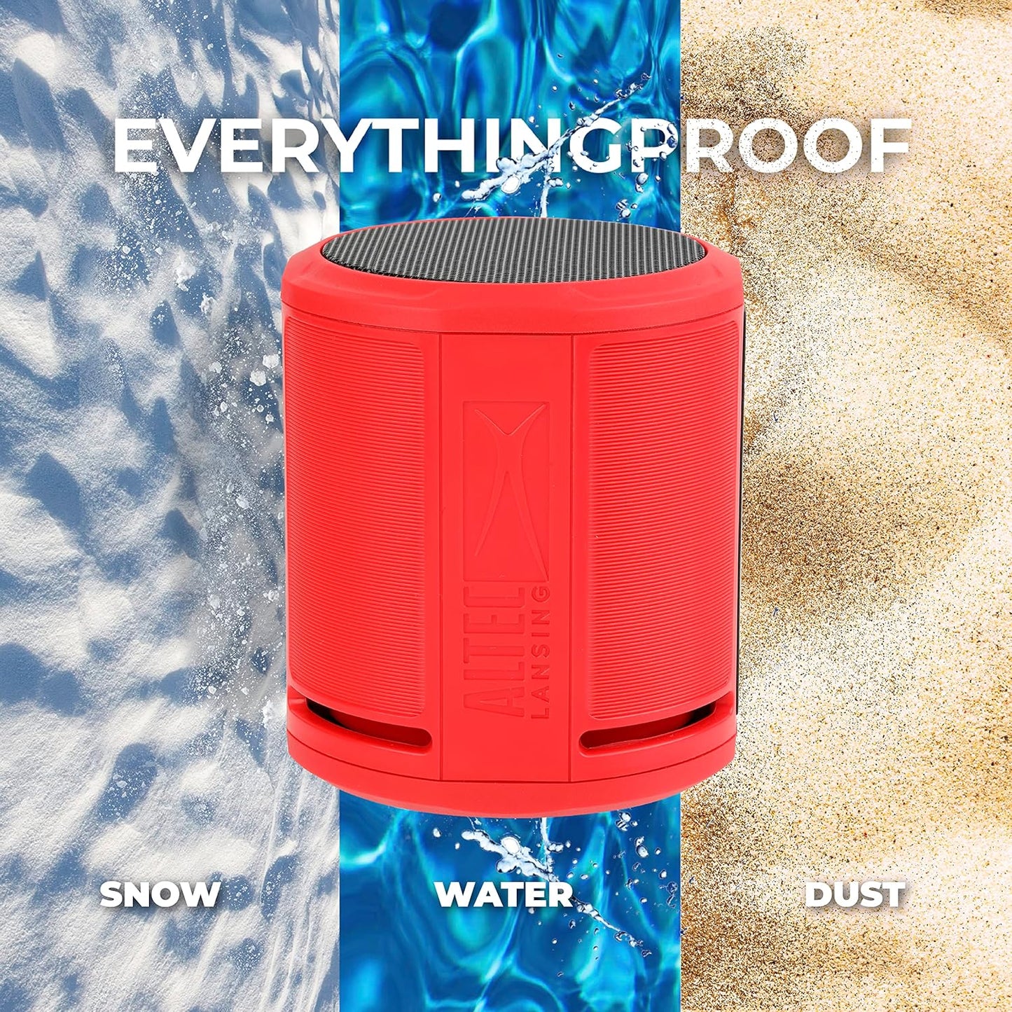 Altec Lansing HydraOrbit - Waterdigte Bluetooth-luidspreker, Liggewig en Draagbare Luidspreker vir Reis en Buiteluggebruik, Rooi