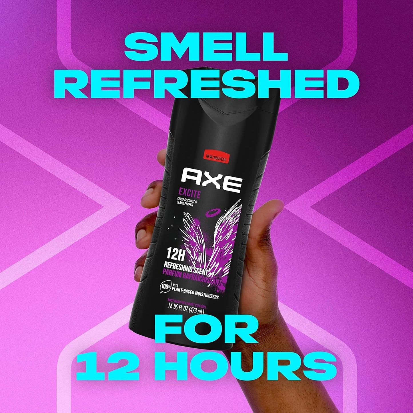 AXE Body Wash 12h Refreshing Scent Excite Crisp Coconut and Black Pepper Men's Body Wash (16 Oz)