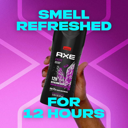 AXE Body Wash 12h Refreshing Scent Excite Crisp Coconut and Black Pepper Men's Body Wash (16 Oz)