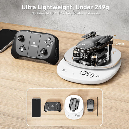 Drone w/ Camera 4K Brushless Motor Mini Foldable RC Drones Propeller Guards Voice Control, Anti-Lost Alarm