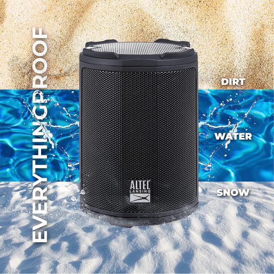 Altec Lansing - HydraMotion Draadlose Bluetooth Luidspreker met 360 Grade Klank, Draagbaar IP67 Waterdig vir Buite, Skokbestand, Sneeubestand, Allesbestand, 12 Uur Speeltyd (Swart)