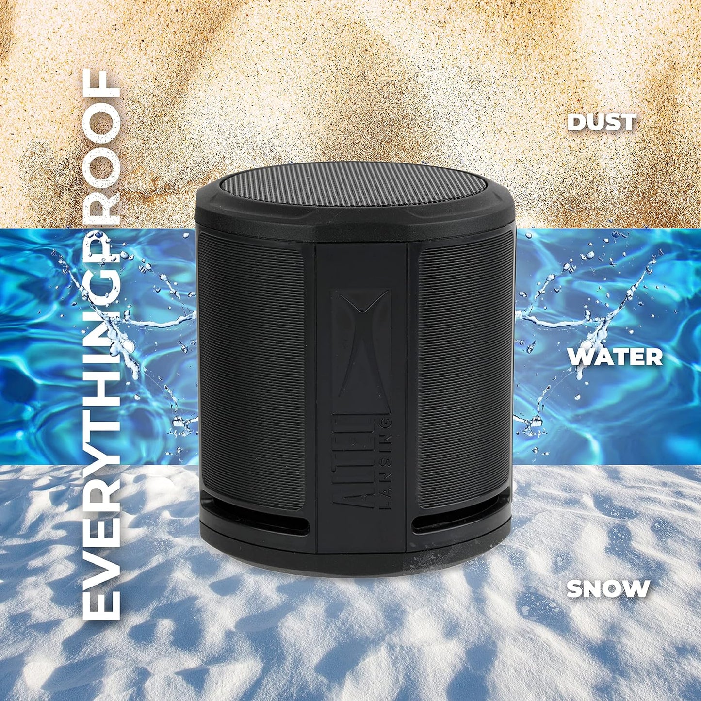 Altec Lansing HydraMicro - Enceinte Bluetooth Étanche, Légère et Portable pour les Voyages et l'Extérieur, Noire