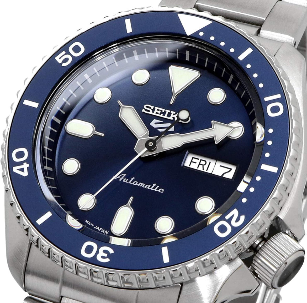 SEIKO Outomatiese Horlosie vir Mans - 5 Sports - Dag-/Datumkalender, LumiBrite Wysers en Merkers, en Roterende Ring, 100m Waterbestand