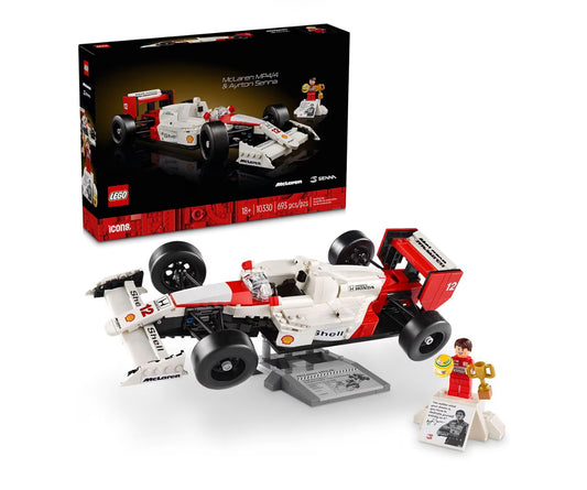 LEGO Icons McLaren MP4/4 & Ayrton Senna Minifigure Model Car Kit - Buildable F1 McLaren Set