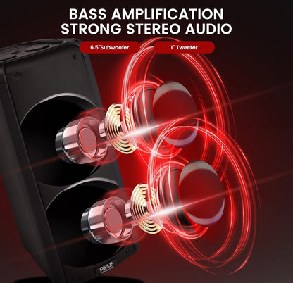 Draagbare Bluetooth PA-luidspreker - 240W Dubbele 6.5" Herlaaibare Binne/Buite BT Karaoke-klankstelsel - TWS, Partytjieligte, LED-skerm, FM/AUX/MP3/USB/SD, 6.5mm-invoer, Handvatsel - Draadlose Mikrofoon, Afstandbeheer