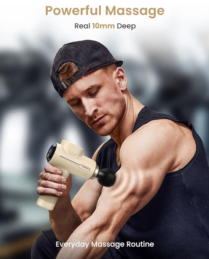 Massage Gun Deep Tissue  Portable Percussion Massager for Back and Neck, Handheld Device with Carry Case - (Active Tan)