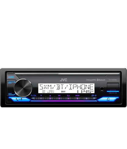 JVC KD-X38MBS Motor- en Maritieme Digitale Media-Ontvanger met Bluetooth, USB, SiriusXM Gereed, Versoenbaar met Amazon Alexa, Konformeel Bedekte PCB