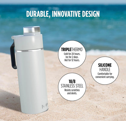 Ninja DW2401WH Thirsti 24oz Reiswaterbottel Lekvry, 24 Uur Koud, Skottelgoedwasser Veilig, Roesvrye Staal Geïsoleerde Tuimelaar - Wolk Wit