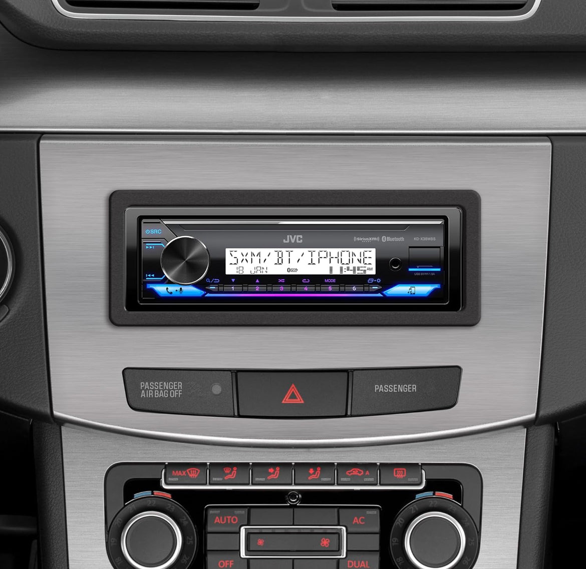 JVC KD-X38MBS Motor- en Maritieme Digitale Media-Ontvanger met Bluetooth, USB, SiriusXM Gereed, Versoenbaar met Amazon Alexa, Konformeel Bedekte PCB
