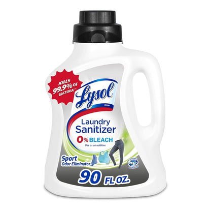 Lysol Sport-wasgoedsanitasie-byvoegmiddel, Saniterende vloeistof vir gimklere en aktiewe drag, elimineer reukveroorsakende bakterieë, 90oz