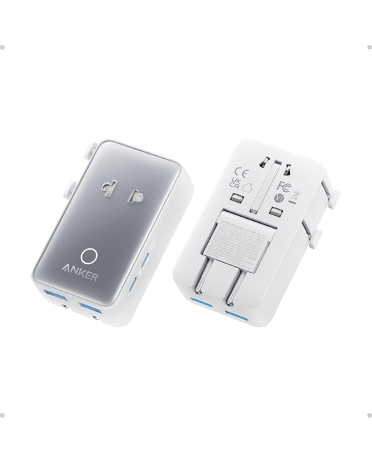 Anker Nano Travel Adapter, 5-Port Power Adapter with 1 AC, 2 USB-A, and 2 USB-C Ports - WHITE