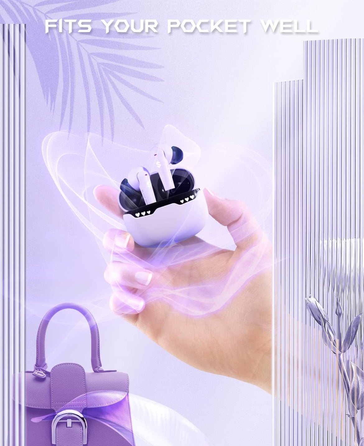 Black Shark Wireless Earbuds w/ LED Light, 45ms Ultra Low Latency - IPX5 Waterproof - Purple