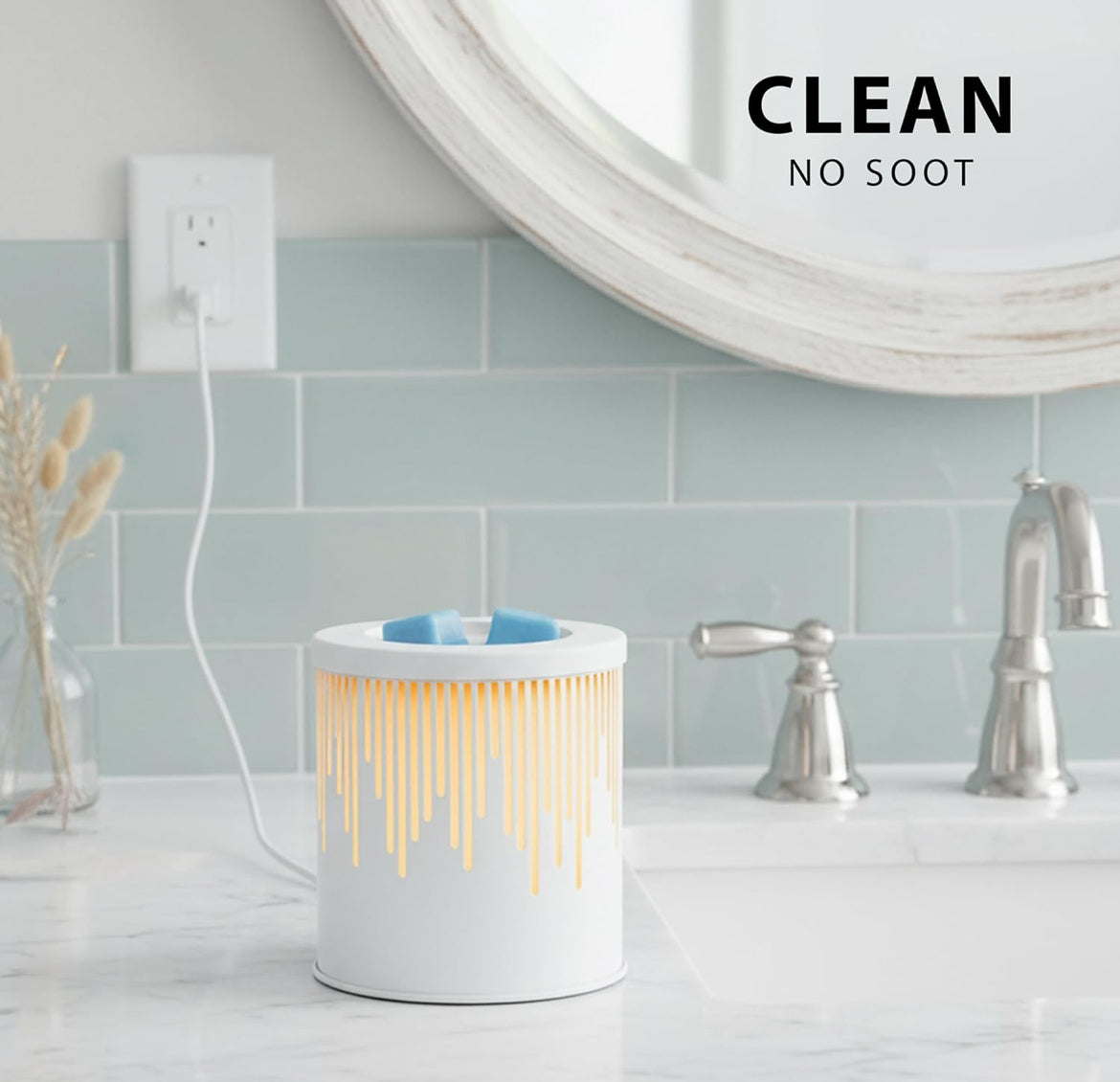 Scentsationals Modern Wax Melt Warmer, for Scented Wax Melts - Modern Roe - Contemporary Fragrance Warmer for Cubes and Tarts