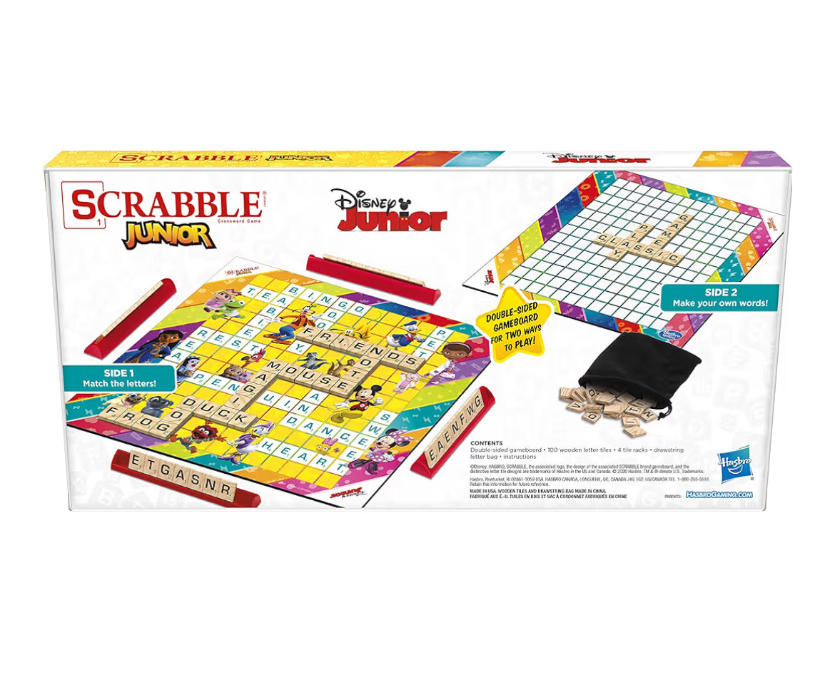 Hasbro Gaming Scrabble Junior: Disney Junior Edition Board Game for Kids - Double -Sided Game Board - Matching Word Game