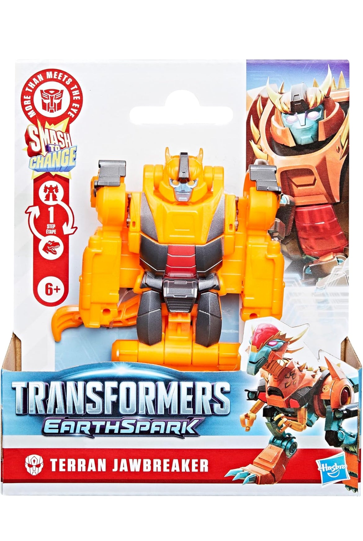 Transformers EarthSpark 1-Step Smash Changers Terran Jawbreaker 4-Inch Action Figure, Robot Toys for Boys and Girls 6 and Up